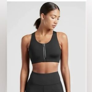 ATHLETA Zip Along Bra Black Workout Running Gym